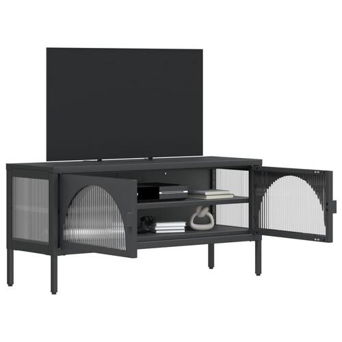Tv-bord 105x35x50 cm glas og stål sort