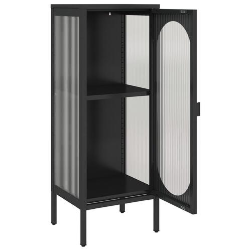 Skænk 40x35x105 cm glas og stål sort