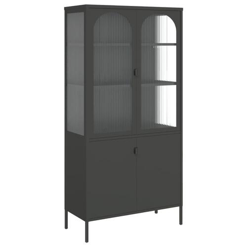 Skab 90x40x180 cm glas og stål sort
