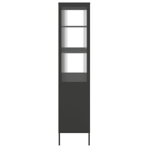 Skab 90x40x180 cm glas og stål sort