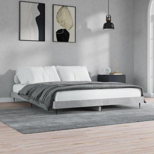 Sengestel 200 x 200 cm i konstrueret træ - betongrå