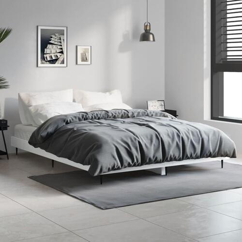 Sengestel 135x190 cm konstrueret træ hvid højglans