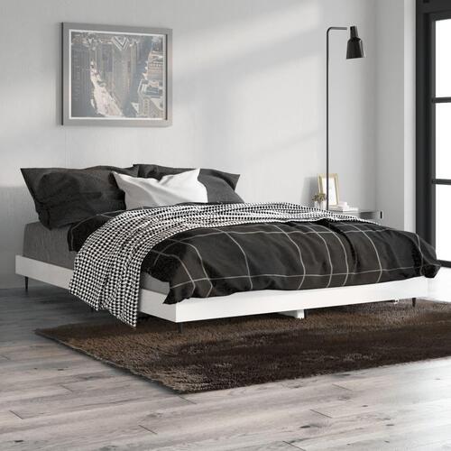 Sengestel 135x190 cm konstrueret træ hvid højglans
