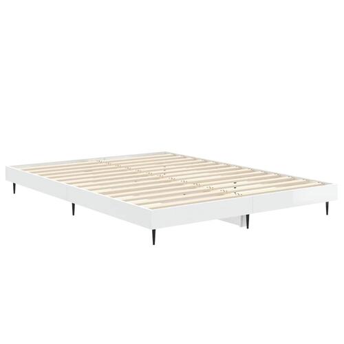 Sengestel 135x190 cm konstrueret træ hvid højglans