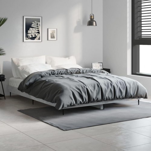 Sengestel 135 x 190 cm i konstrueret træ - betongrå