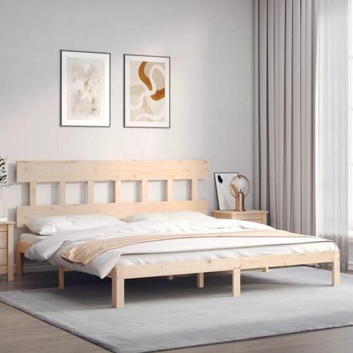 Sengeramme med sengegavl Super King Size massivt træ