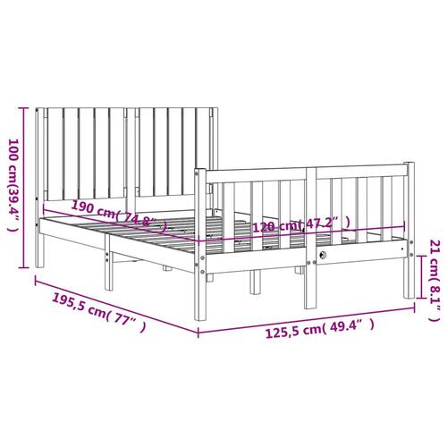 Sengeramme med sengegavl Small Double massivt træ hvid