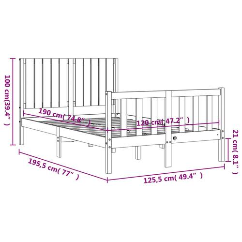 Sengeramme med sengegavl Small Double massivt træ