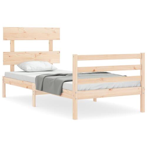 Sengeramme med sengegavl 90x200 cm massivt træ