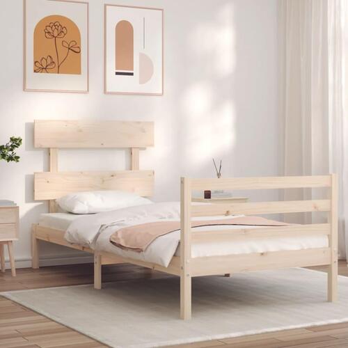 Sengeramme med sengegavl 90x200 cm massivt træ