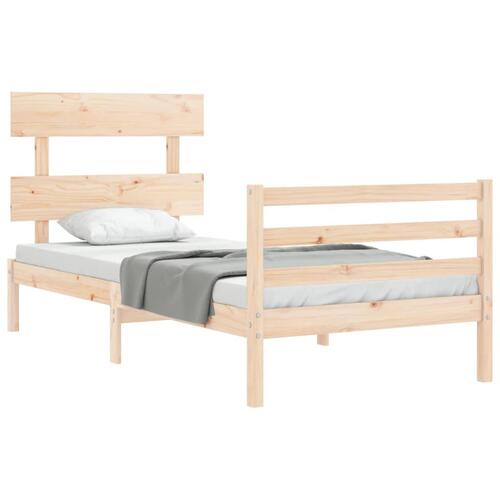 Sengeramme med sengegavl 90x200 cm massivt træ