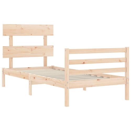 Sengeramme med sengegavl 90x200 cm massivt træ