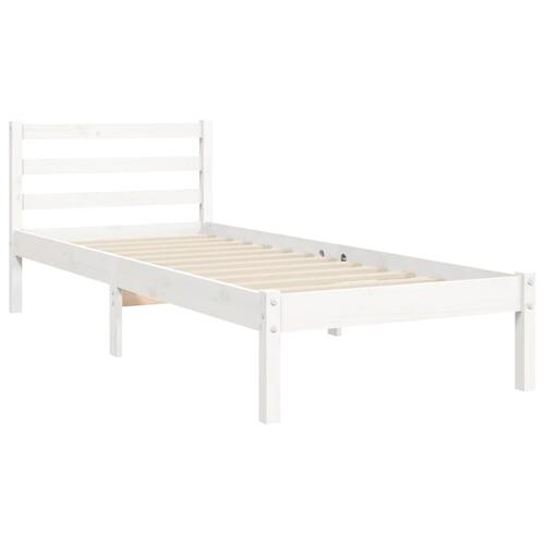 Sengeramme med sengegavl 90x200 cm massivt træ hvid
