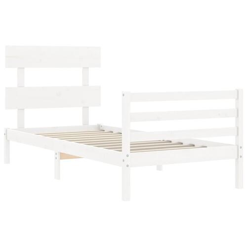 Sengeramme med sengegavl 100x200 cm massivt træ hvid