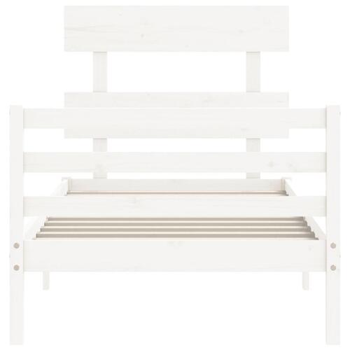 Sengeramme med sengegavl 100x200 cm massivt træ hvid