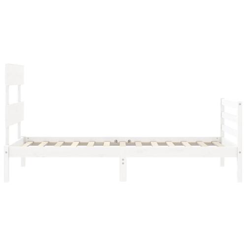 Sengeramme med sengegavl 100x200 cm massivt træ hvid