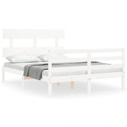 Sengeramme med sengegavl 120x200 cm massivt træ hvid