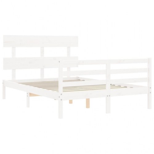 Sengeramme med sengegavl 120x200 cm massivt træ hvid
