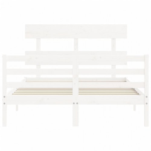 Sengeramme med sengegavl 120x200 cm massivt træ hvid