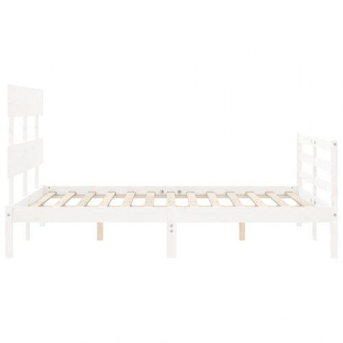 Sengeramme med sengegavl 120x200 cm massivt træ hvid