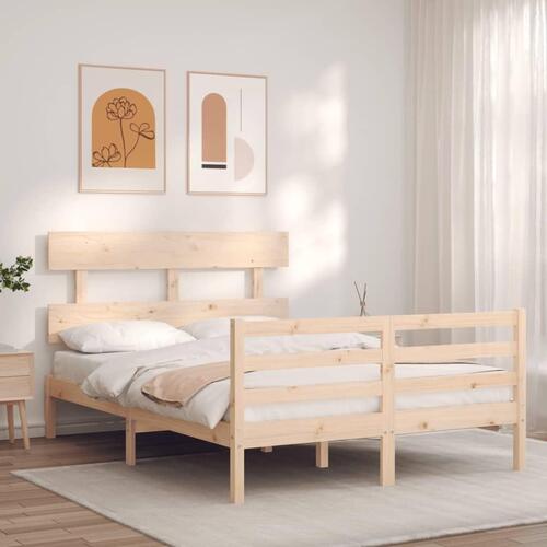 Sengeramme med sengegavl 120x200 cm massivt træ hvid
