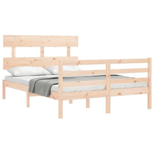 Sengeramme med sengegavl 120x200 cm massivt træ hvid