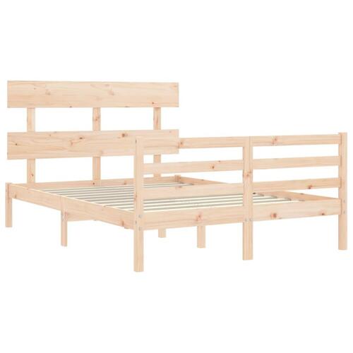 Sengeramme med sengegavl 120x200 cm massivt træ hvid