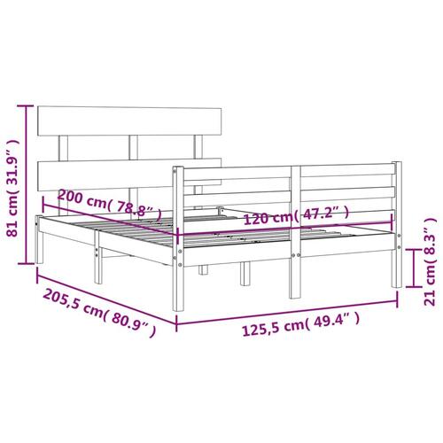 Sengeramme med sengegavl 120x200 cm massivt træ hvid