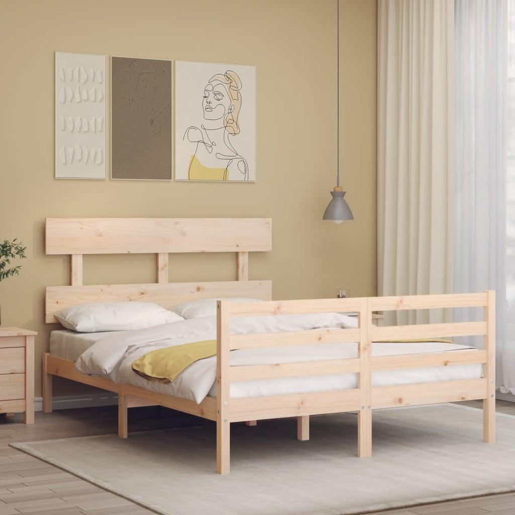 Sengeramme med sengegavl 140x200 cm massivt træ hvid