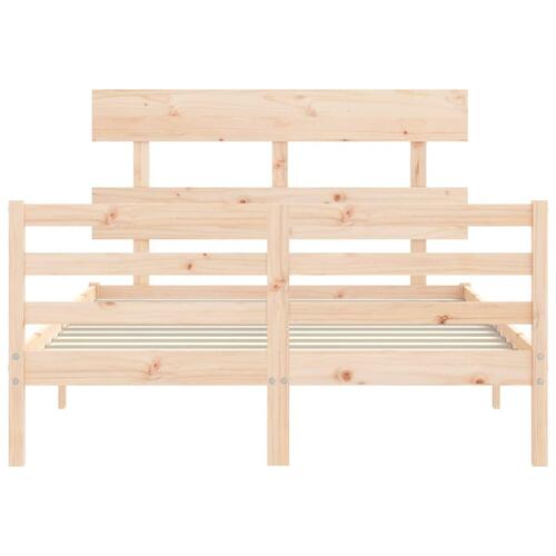 Sengeramme med sengegavl 140x200 cm massivt træ hvid