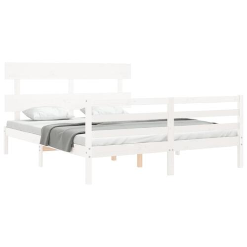 Sengeramme med sengegavl 160x200 cm massivt træ hvid