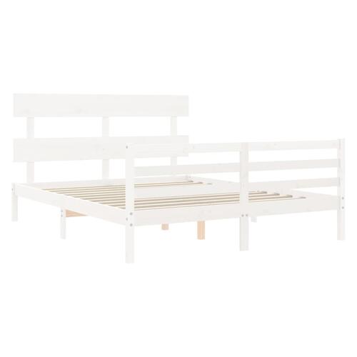 Sengeramme med sengegavl 160x200 cm massivt træ hvid