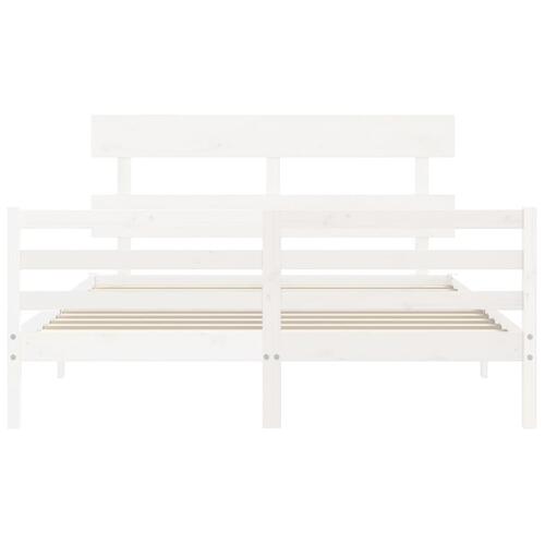 Sengeramme med sengegavl 160x200 cm massivt træ hvid