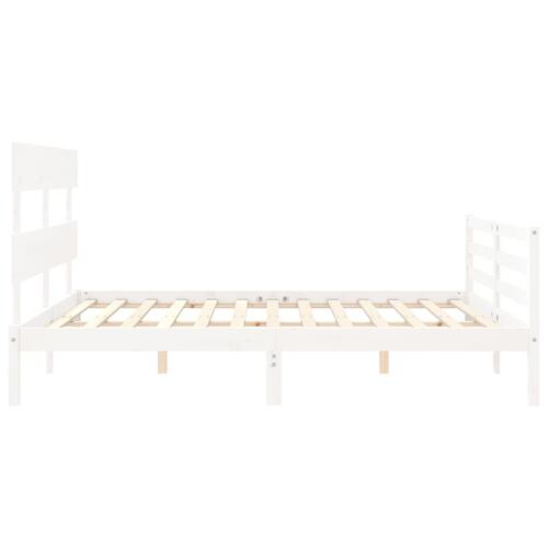 Sengeramme med sengegavl 160x200 cm massivt træ hvid
