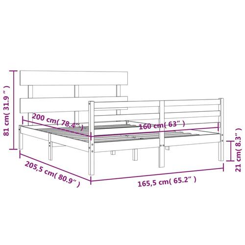 Sengeramme med sengegavl 160x200 cm massivt træ hvid