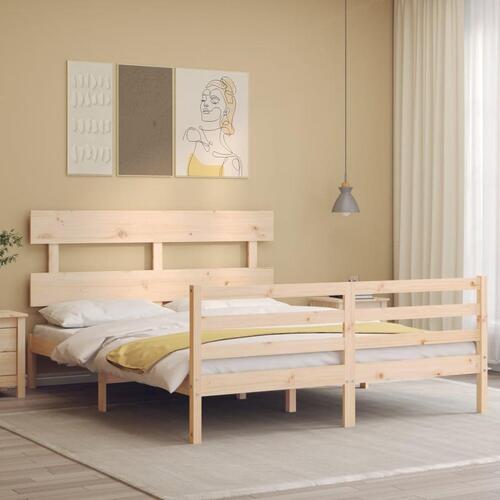 Sengeramme med sengegavl 160x200 cm massivt træ