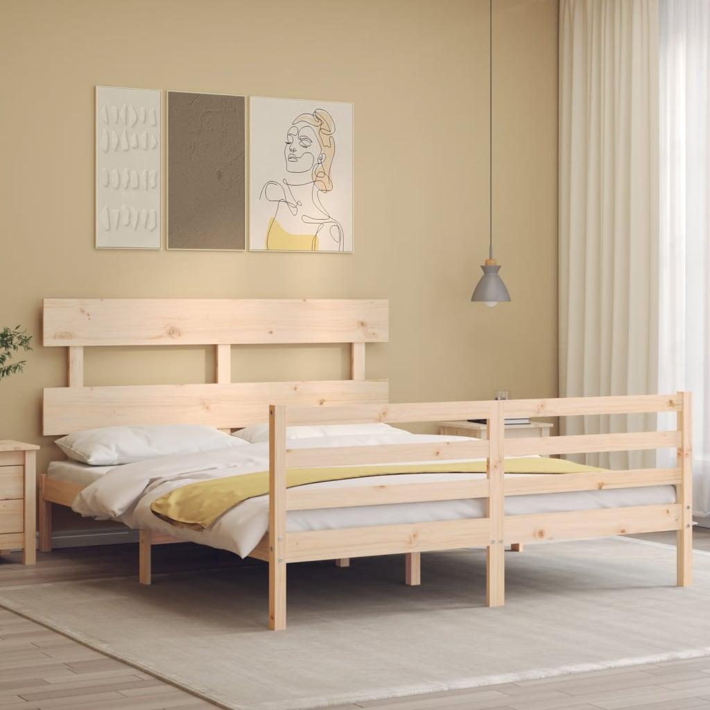 Sengeramme med sengegavl 160x200 cm massivt træ