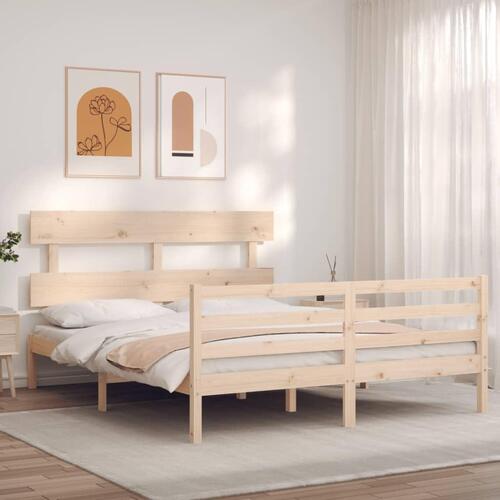 Sengeramme med sengegavl 160x200 cm massivt træ