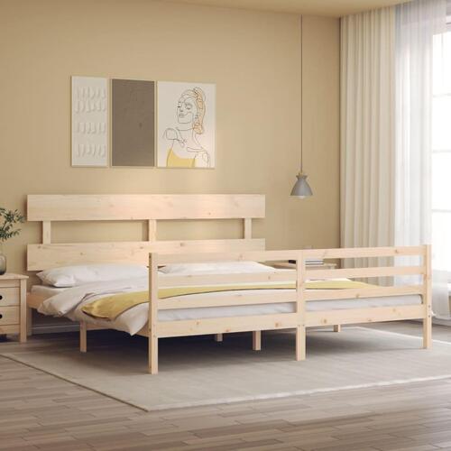Sengeramme med sengegavl Super King Size massivt træ