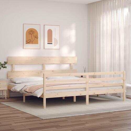 Sengeramme med sengegavl Super King Size massivt træ