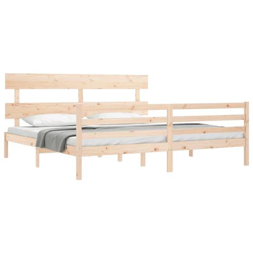 Sengeramme med sengegavl Super King Size massivt træ