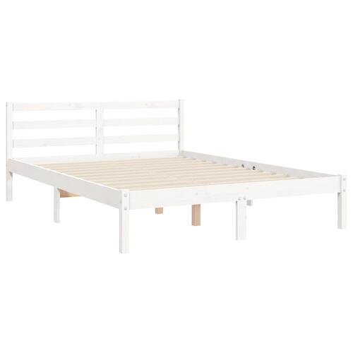 Sengeramme med sengegavl 140x190 cm massivt træ hvid