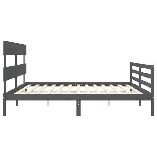 Sengeramme med sengegavl 200x200 cm massivt træ grå