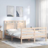 Sengeramme med sengegavl 140x200 cm massivt træ hvid