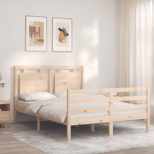 Sengeramme med sengegavl 140x200 cm massivt træ hvid