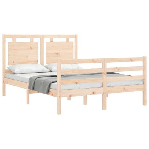 Sengeramme med sengegavl 140x200 cm massivt træ hvid