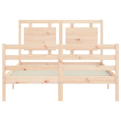 Sengeramme med sengegavl 140x200 cm massivt træ hvid