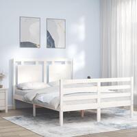 Sengeramme med sengegavl 140x200 cm massivt træ hvid