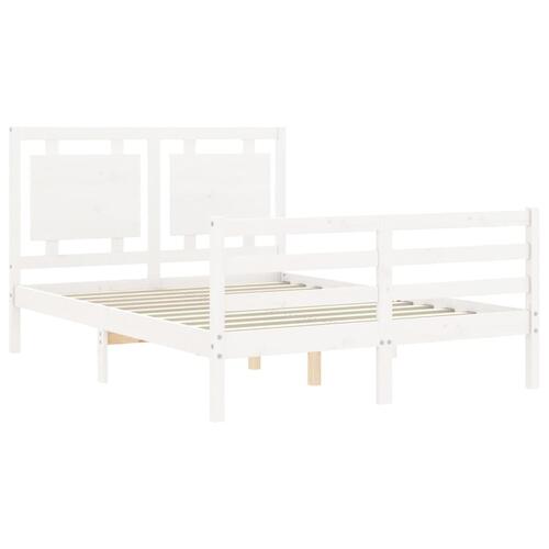 Sengeramme med sengegavl 140x200 cm massivt træ hvid