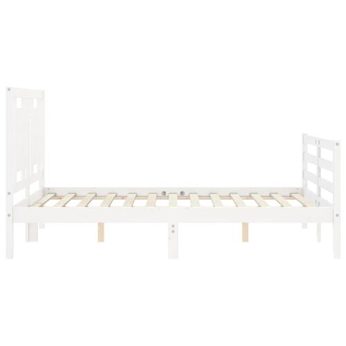 Sengeramme med sengegavl 140x200 cm massivt træ hvid